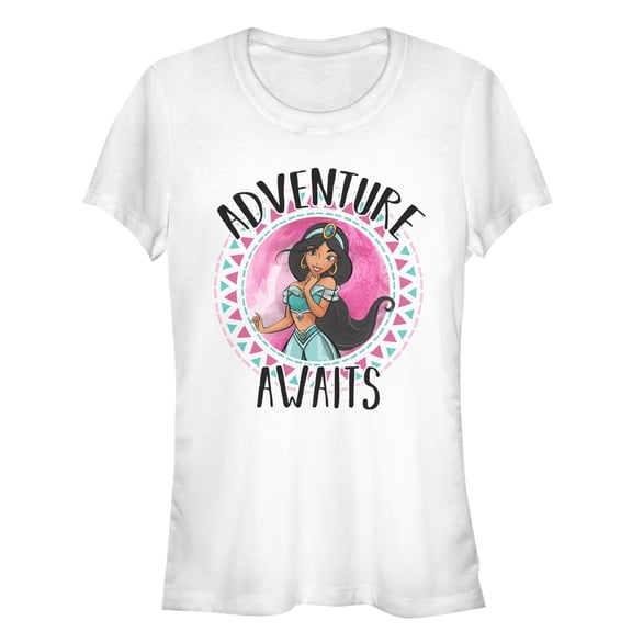 Junior's Aladdin Jasmine Adventure  Graphic Tee White Small