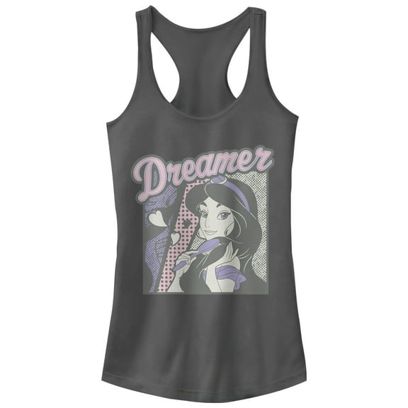 Junior's Aladdin Jasmine Dreamer Racerback Tank Top Charcoal Large