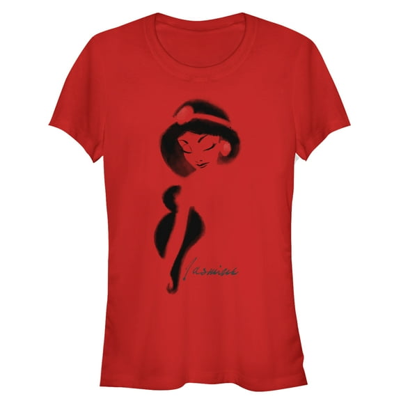 Junior's Aladdin Jasmine Graffiti Print  Graphic Tee Red Large