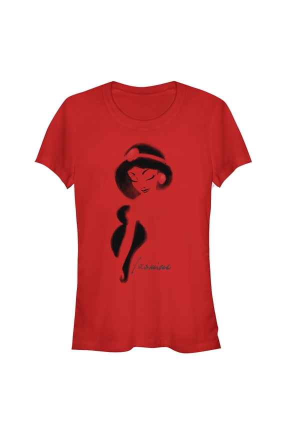 Junior's Aladdin Jasmine Graffiti Print Graphic Tee Red Small