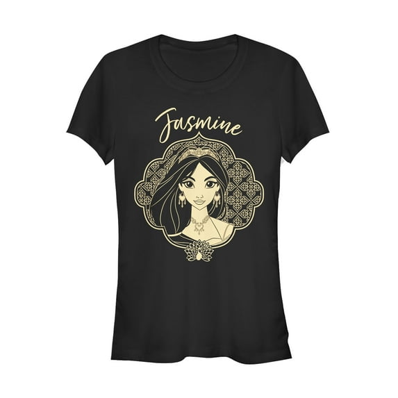 Junior's Aladdin Jasmine Ornate Frame Graphic Tee Black Large