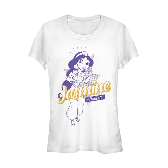 Junior's Aladdin Jasmine Thrills Pop Art  Graphic Tee White 2X Large