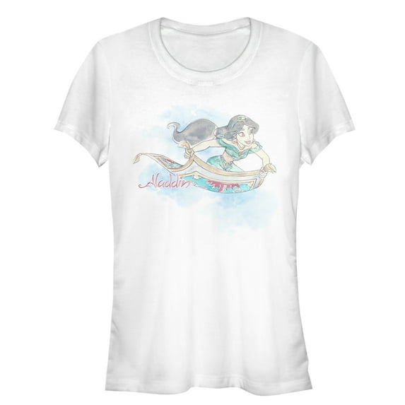Junior's Aladdin Jasmine Watercolor Carpet Ride  Graphic Tee White X Large