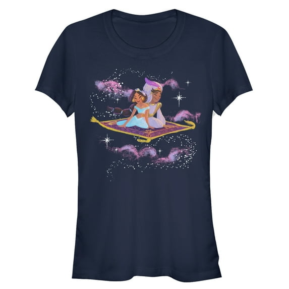 Junior's Aladdin Magic Carpet Ride Graphic Tee Navy Blue Large