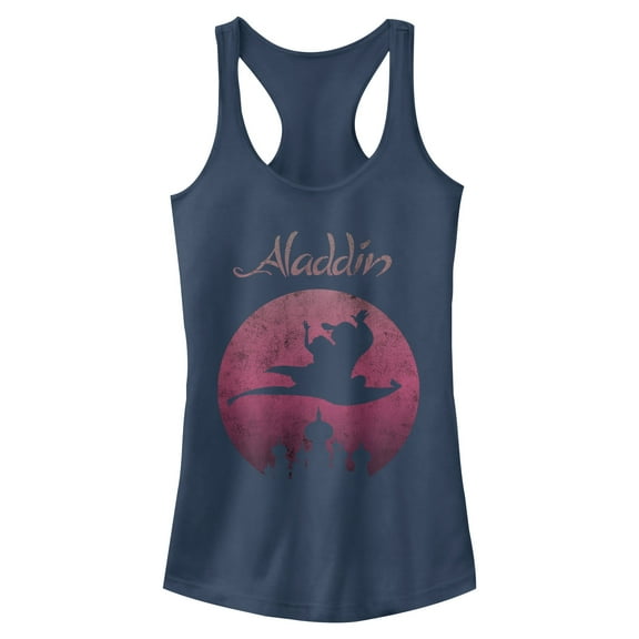Junior's Aladdin Magic Carpet Ride Wave  Racerback Tank Top Indigo Small