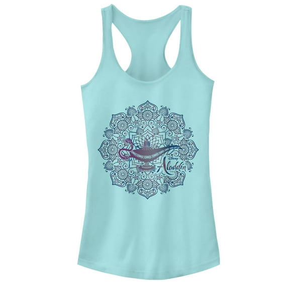 Junior's Aladdin Magical Lamp Mandala Symbol Racerback Tank Top Cancun Small