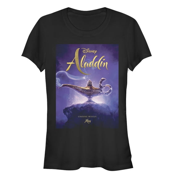 Junior's Aladdin Movie Poster Magic  Graphic Tee Black Large