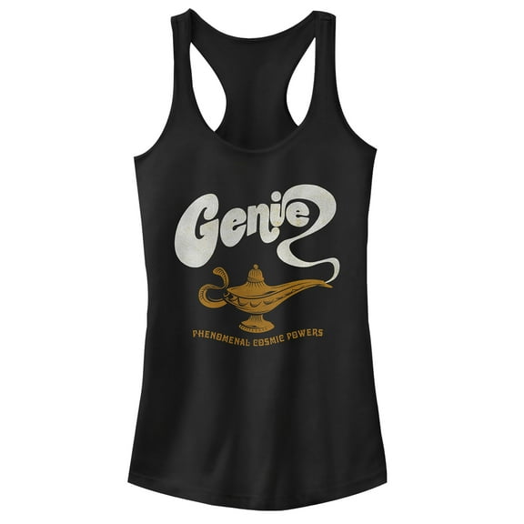 Junior's Aladdin Retro Genie Power  Racerback Tank Top Black X Large