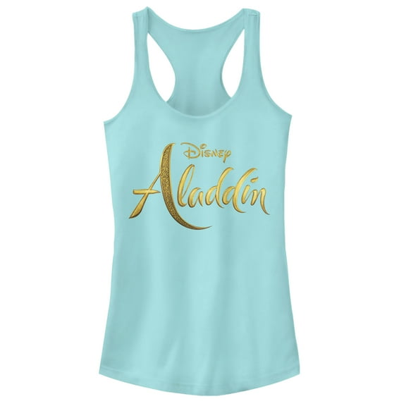 Junior's Aladdin Script Logo  Racerback Tank Top Cancun Medium