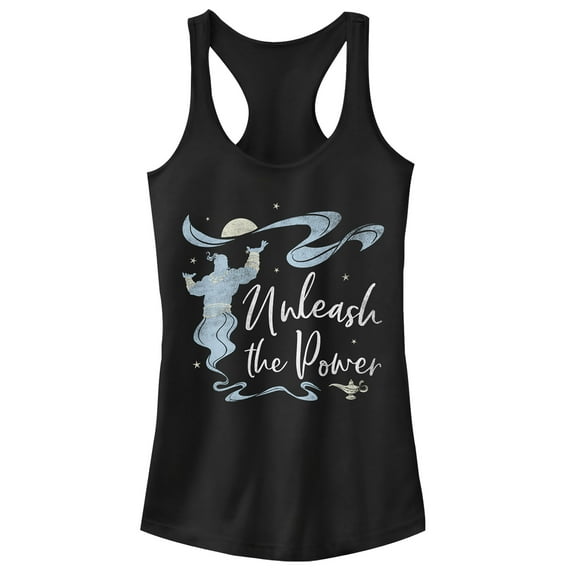 Junior's Aladdin Unleash the Genie  Racerback Tank Top Black X Large