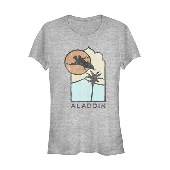 Junior's Aladdin Vintage Block Carpet Ride  Graphic Tee Athletic Heather Medium
