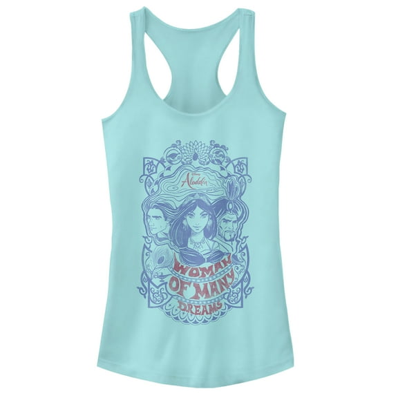 Junior's Aladdin Vintage Dream Characters  Racerback Tank Top Cancun Large