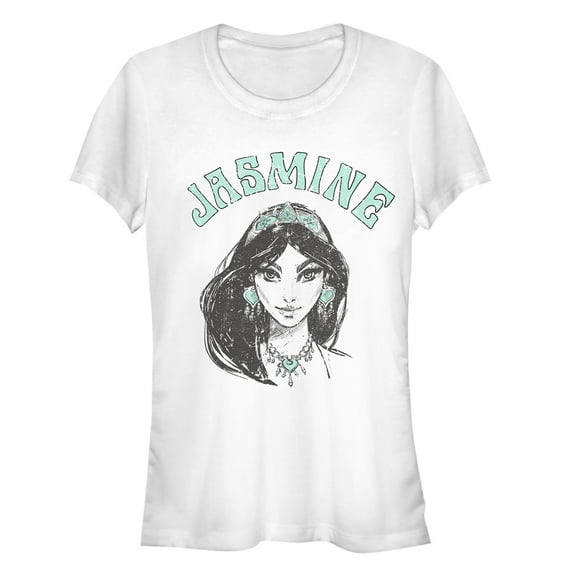 Junior's Aladdin Vintage Jasmine Sketch  Graphic Tee White 2X Large