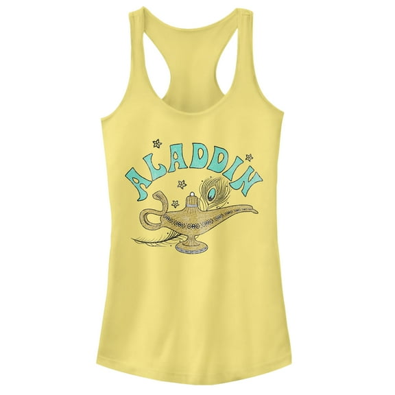 Junior's Aladdin Vintage Lamp Magic  Racerback Tank Top Banana Small