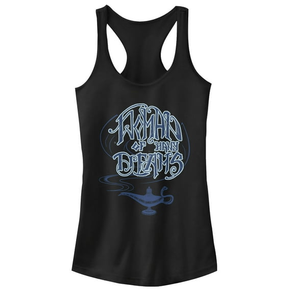 Junior's Aladdin Woman of Many Dreams Lamp Racerback Tank Top Black Small
