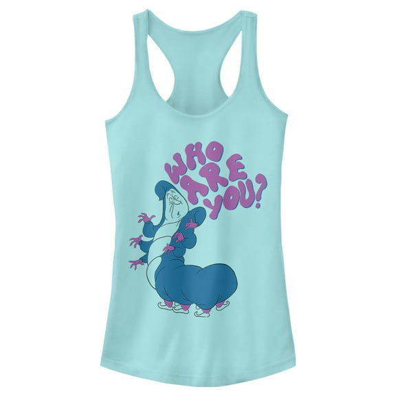 Junior's Alice in Wonderland Caterpillar Who Are You  Racerback Tank Top Cancun X Large