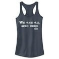 thumbnail image 1 of Junior's Alice in Wonderland Distressed We Are All Mad Here Quote Racerback Tank Top Indigo X Large, 1 of 4