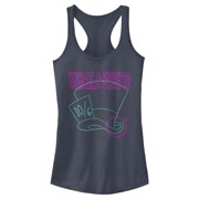 Juniors Alice in Wonderland Mad Hatter Small World Racerback Tank Top Indigo X Large