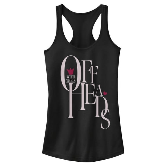 Junior's Alice in Wonderland Off With Their Heads Racerback Tank Top Black Large