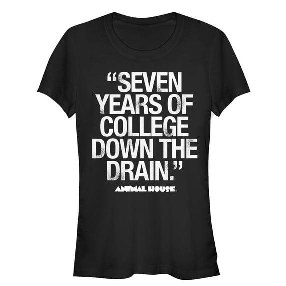 Junior's Animal House Bluto 7 Years Quote Graphic Tee Black X Large