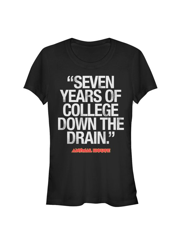 Junior's Animal House Bluto 7 Years of College Graphic Tee Black X Large