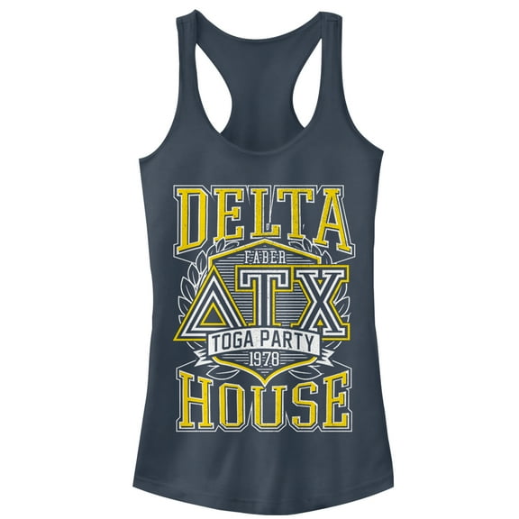 Junior's Animal House Delta Toga Party Racerback Tank Top Indigo Small