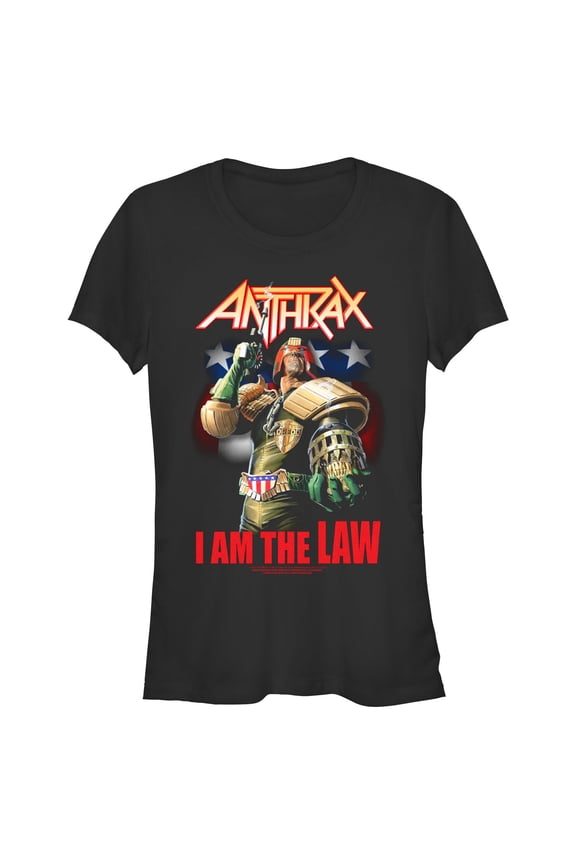 Junior's Anthrax Dredd I Am The Law Graphic T-Shirt