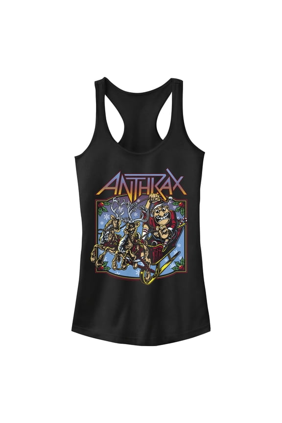 Junior's Anthrax Not Man Sleigh Racerback Tank Top