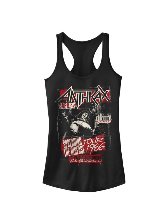 Junior's Anthrax Welcome To Your Nightmare Distressed Racerback Tank Top