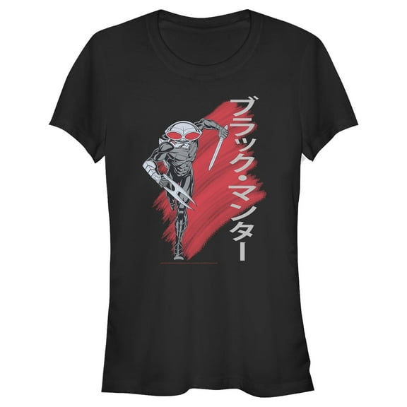 Junior's Aquaman Black Manta Brush Stroke Graphic T-Shirt