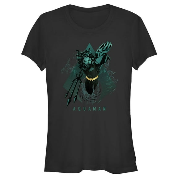 Junior's Aquaman King Swimming Shape Graphic T-Shirt