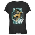 thumbnail image 1 of Junior's Aquaman and the Lost Kingdom Floral Portrait  Graphic Tee Black X Large, 1 of 3