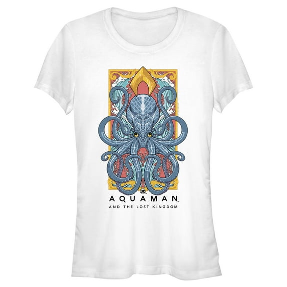 Junior's Aquaman and the Lost Kingdom Topo Poster Graphic Tee Black Medium