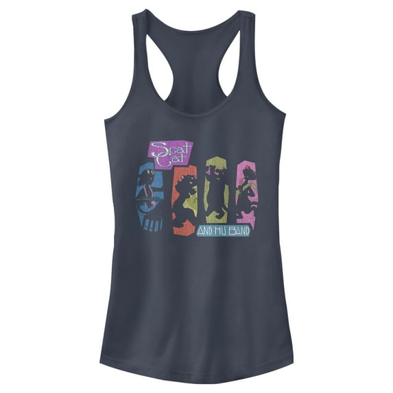 Junior's Aristocats Distressed Scat Cat and His Band Racerback Tank Top Indigo X Small