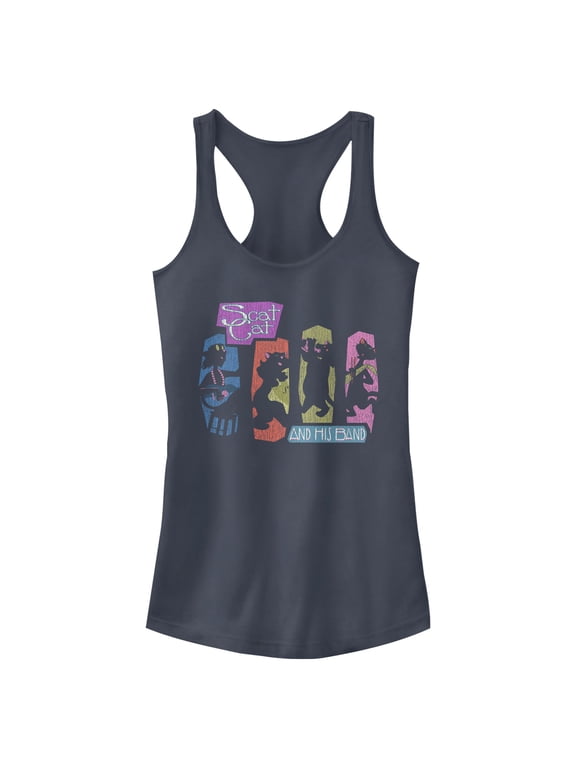 Junior's Aristocats Distressed Scat Cat and His Band Racerback Tank Top Indigo X Small