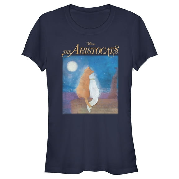 Junior's Aristocats Duchess and O'Malley Night Sky Graphic Tee Navy Blue Large