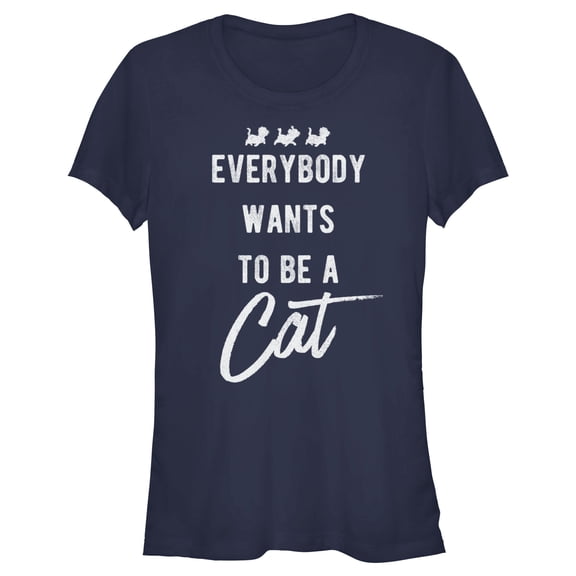 Junior's Aristocats Everybody Wants To Be a Cat Graphic Tee Navy Blue Medium