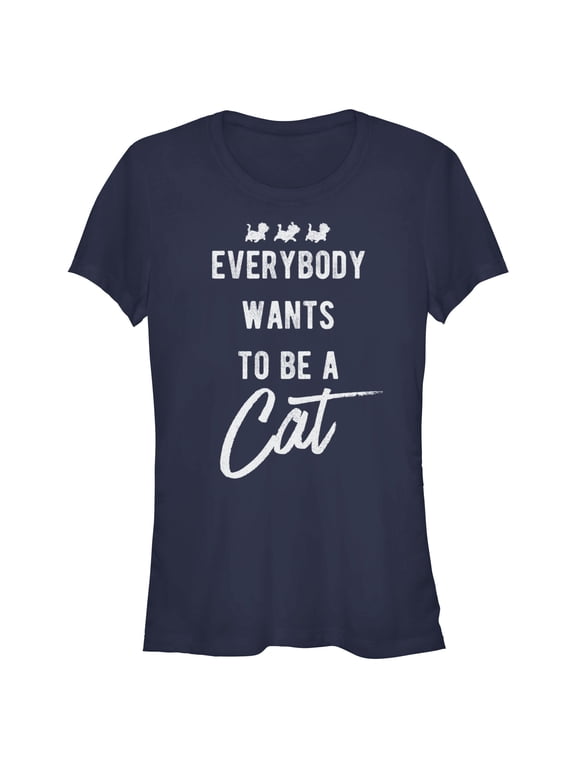 Junior's Aristocats Everybody Wants To Be a Cat Graphic Tee Navy Blue Small