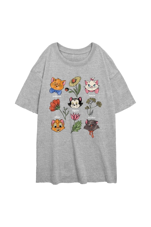 Junior's Aristocats Floral Kitties Graphic T-Shirt