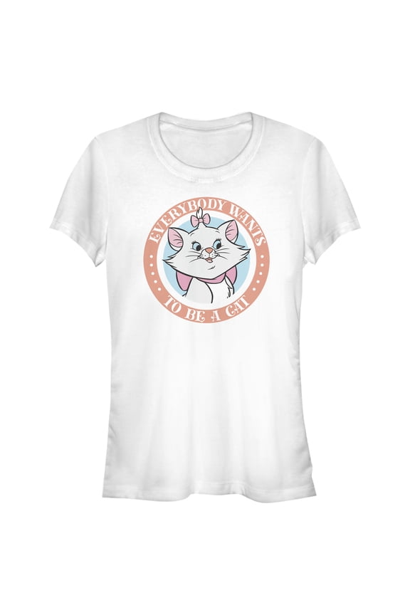 Junior's Aristocats Marie Everybody Wants To Be A Cat Graphic Tee White Medium