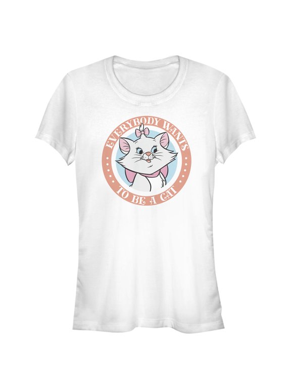 Junior's Aristocats Marie Everybody Wants To Be A Cat Graphic Tee White Small