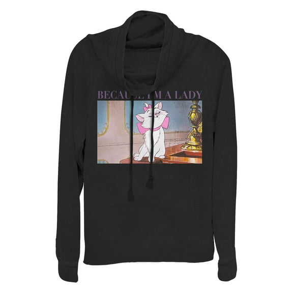 Junior's Aristocats Marie Photo Because I'm a Lady  Cowl Neck Sweatshirt