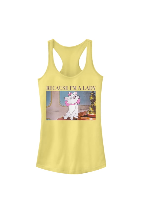 Junior's Aristocats Marie Photo Because I'm a Lady Racerback Tank Top Banana X Small