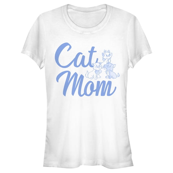Junior's Aristocats Mother's Day Cat Mom Kittens Graphic Tee White Small