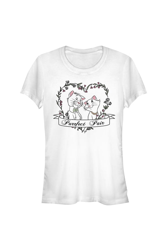 Junior's Aristocats Purrfect Pair Graphic Tee White Large