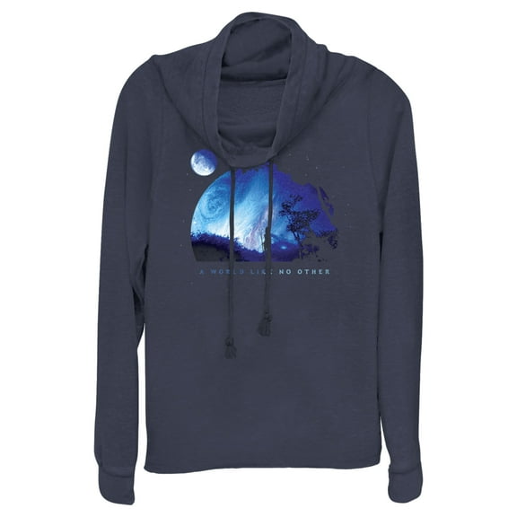 Junior's Avatar Neytiri A World Like No Other  Cowl Neck Sweatshirt Navy Blue 3X Large
