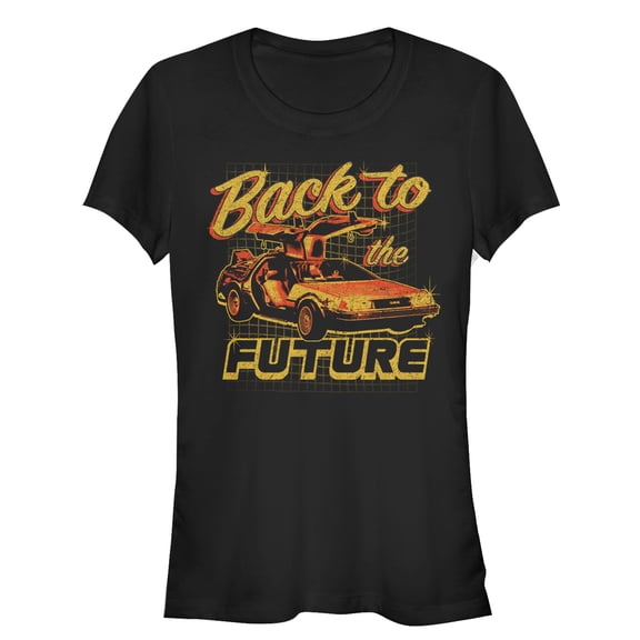 Junior's Back to the Future DeLorean Schematic Print  Graphic Tee Black Medium