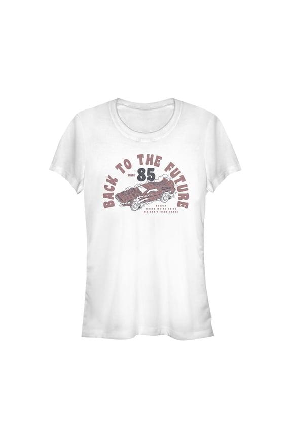 Junior's Back to the Future Don't Need Roads  Graphic Tee White Large