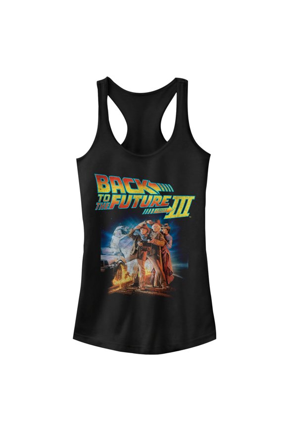 Junior's Back to the Future Part 3 Character Pose Racerback Tank Top Black X Large
