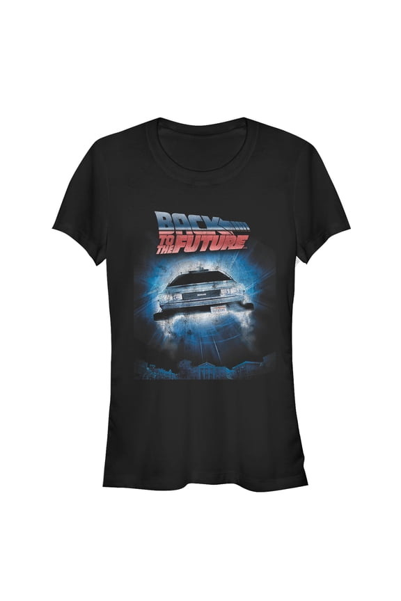 Junior's Back to the Future Retro DeLorean Poster Graphic Tee Black X Large